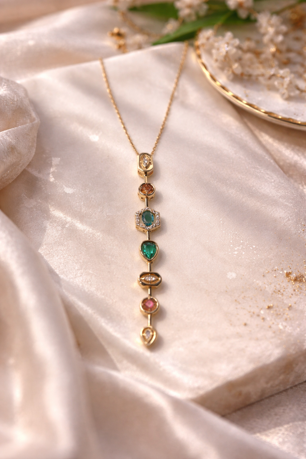Anti Tarnish Gemstone Necklace