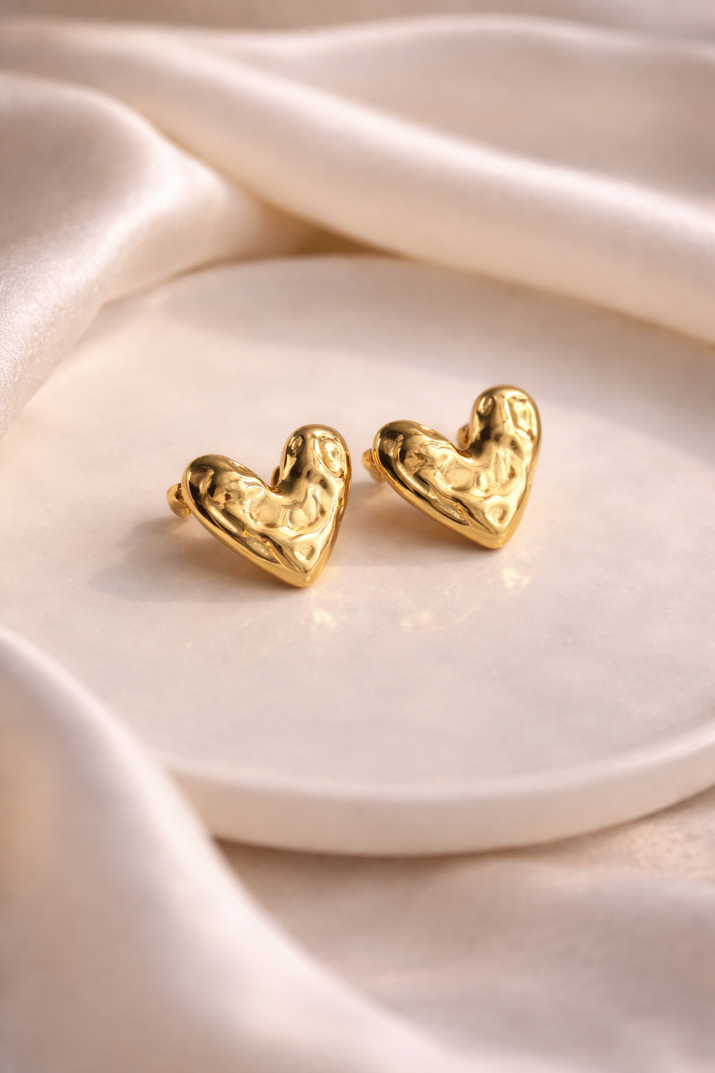 Anti Tarnish Heart Stud Earrings