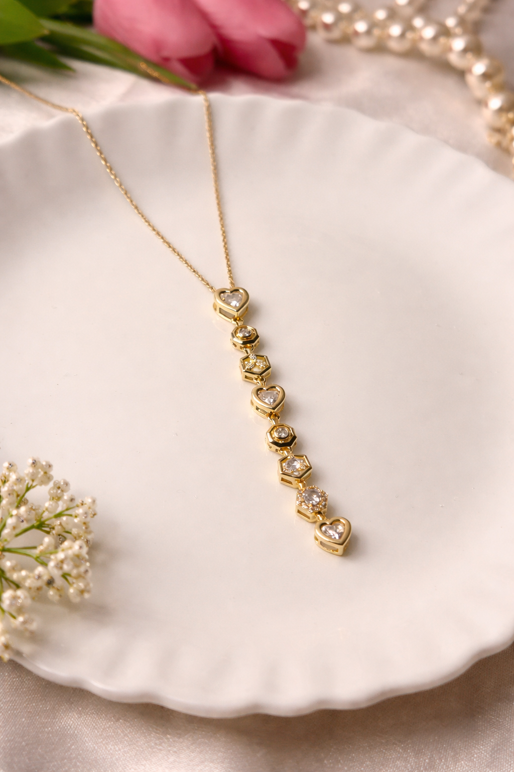 Anti Tarnish Long Heart Necklace