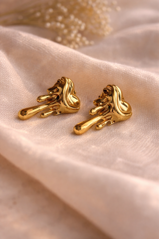Gold Melted Heart Earrings