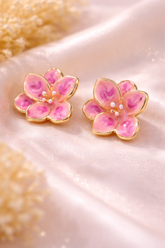 Anti Tarnish Enamel Flower Earrings