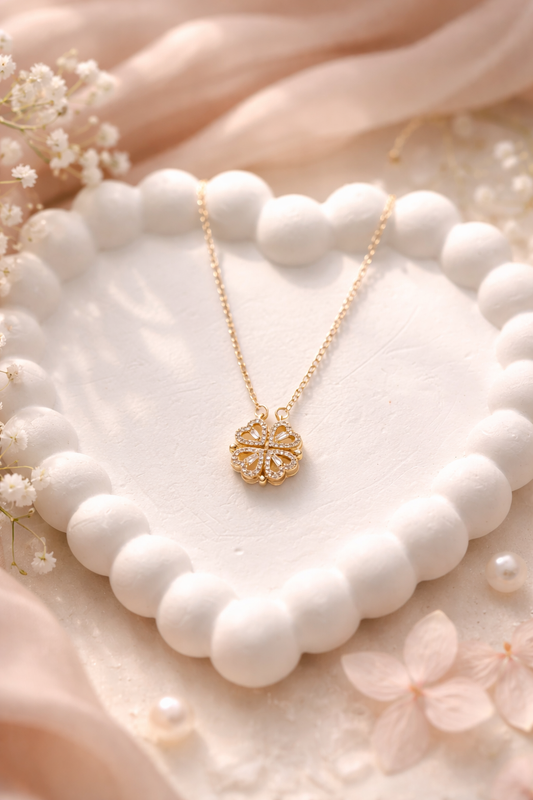 Anti Tarnish Clover Heart Necklace