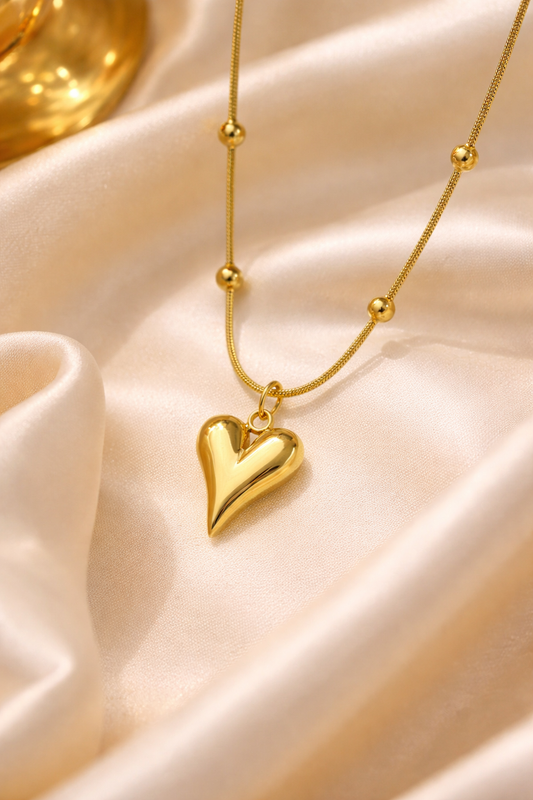 Anti Tarnish Gold Heart Necklace
