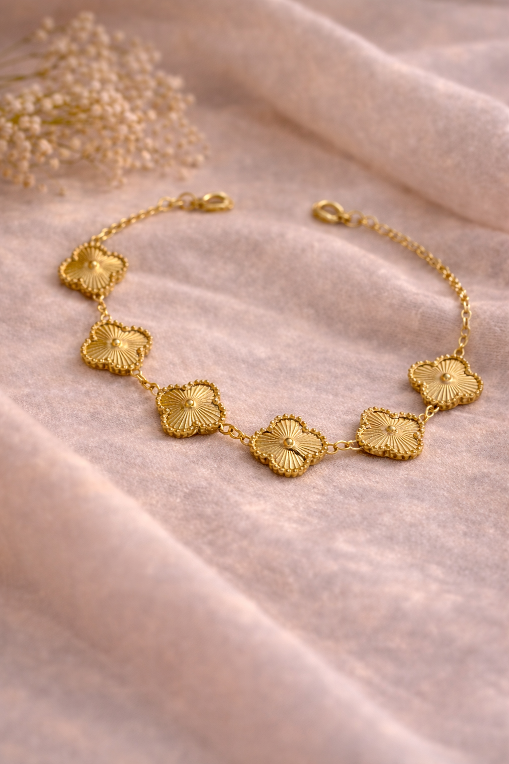Anti Tarnish Clover Chain Bracelet